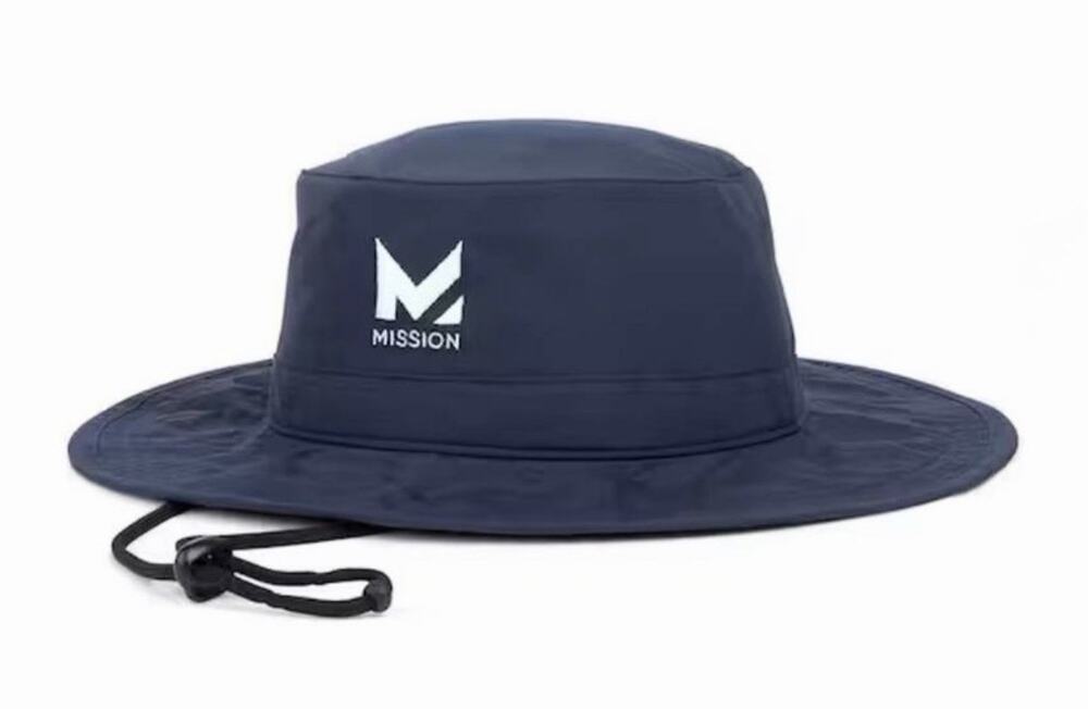 NWT Mission Navy Cooling UPF 50 Wide Brim Boonie Drawstring Unisex Bucket Hat